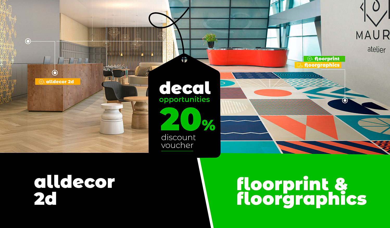 Oportunidades decal | aplicações de chão e decoração de interiores